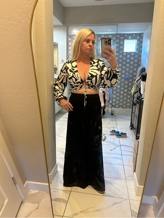 Caroline Constas Pants - Caroline Constas Black & White Retro Top & Black Pants Set